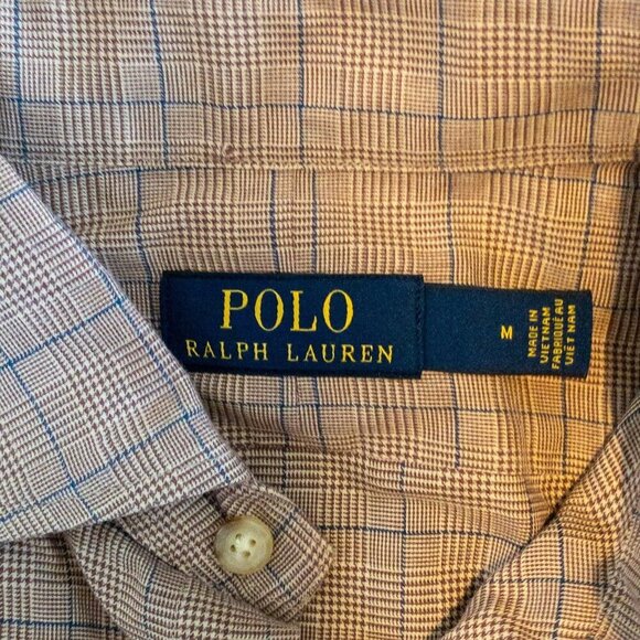 POLO RALPH LAUREN CHECKED TWILL MENS LONG SLEEVE BUTTOON DOWN SHIRT BROWN SIZE M - Picture 3 of 5